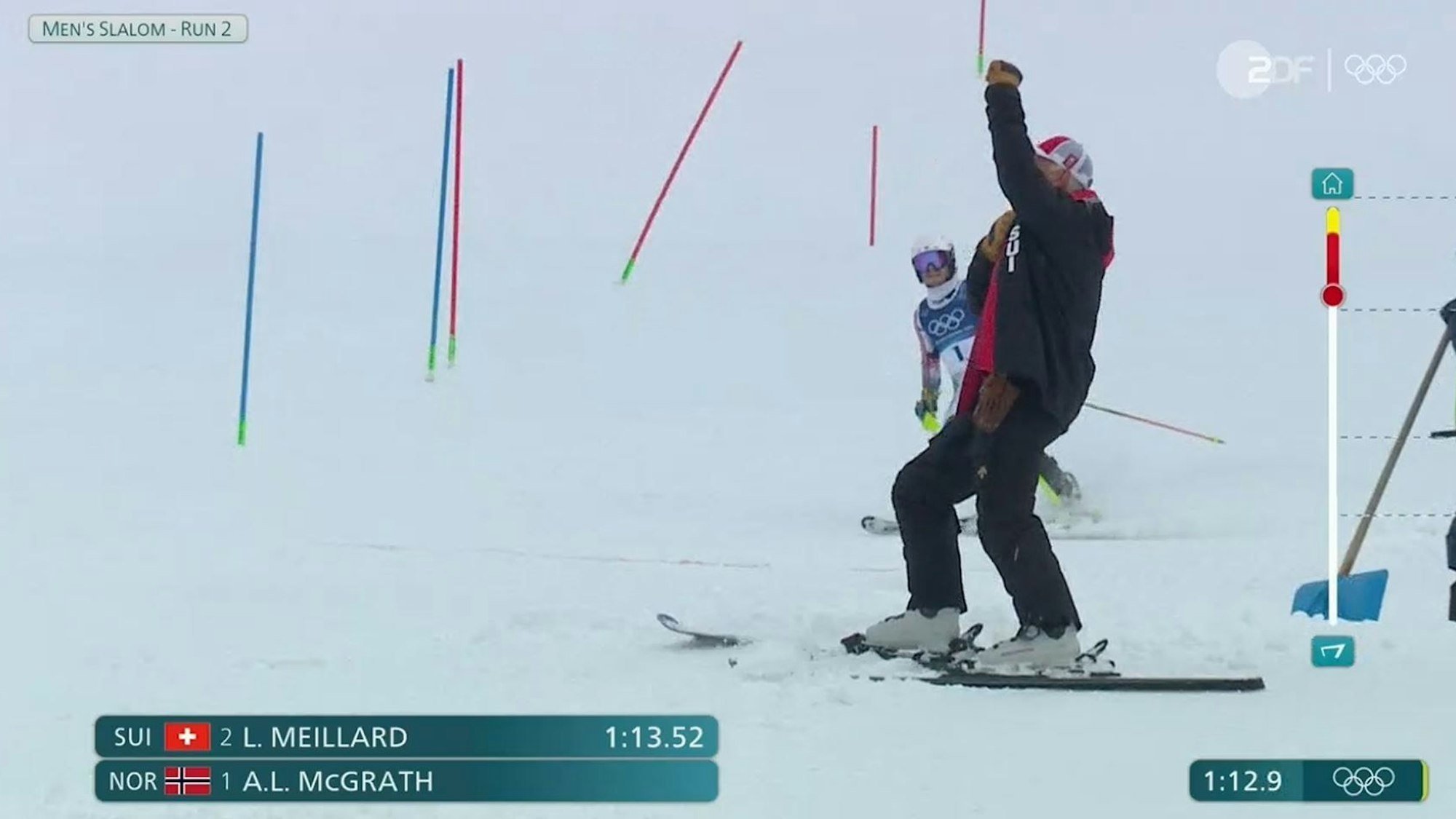 Nach dem Einfädler von Atle Lie McGrath jubelt der Schweizer Trainer Thierry Meynet.