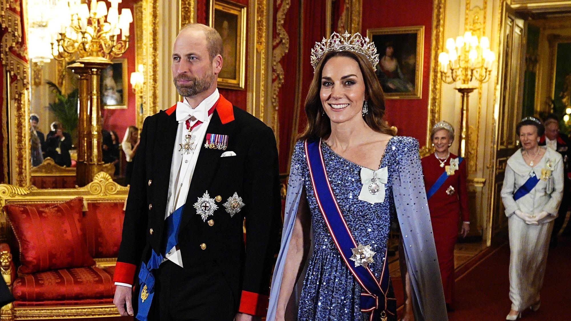 Prinz William und Prinzessin Kate beim Staatsbankett für den deutschen Bundespräsidenten Steinmeier und seine Frau Budenbender auf Schloss Windsor.
