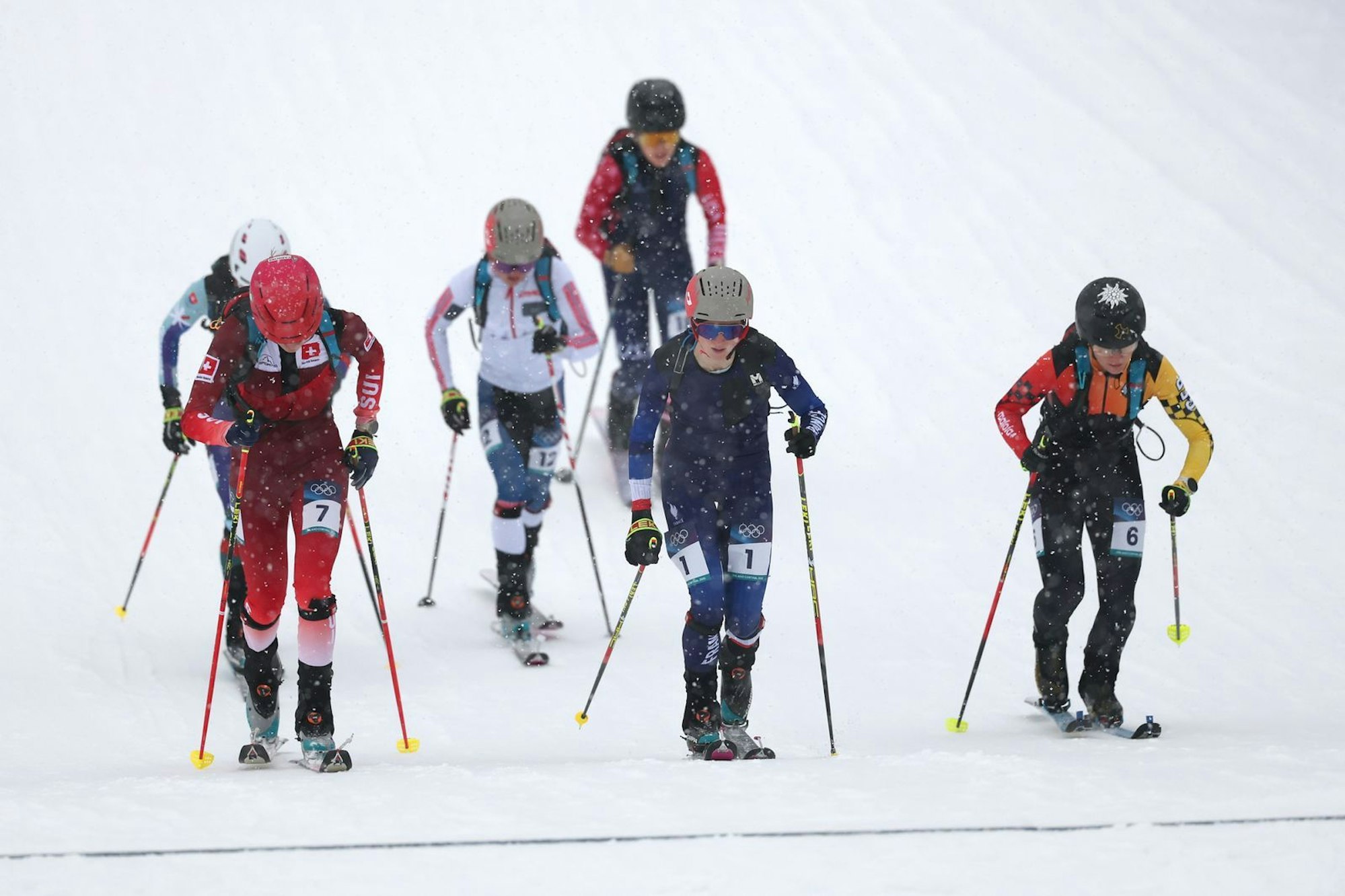Beim olympischen Skimo geht es rasant zu. (Bild: 2026 Getty Images/Dustin Satloff)