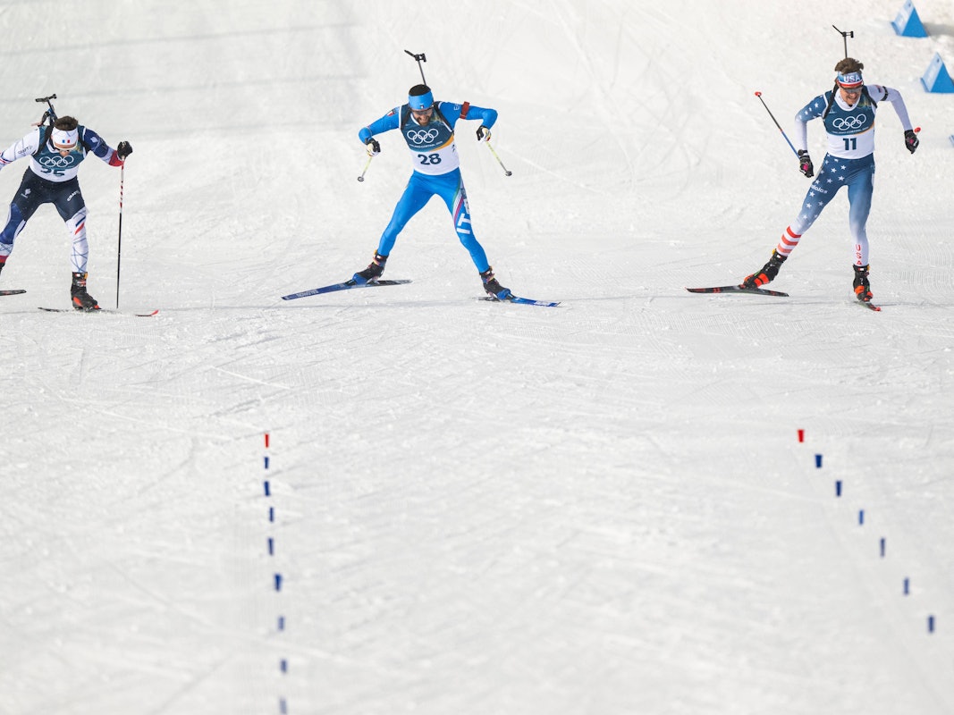 Fabien Claude, Nicola Romanin und Campbell Wright liefern sich auf der Zielgeraden ein Duell.