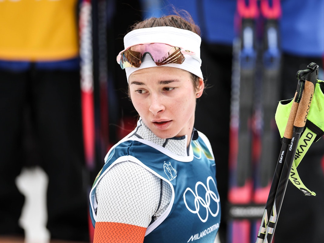 Darija Neprjajewa nach einem Rennen.