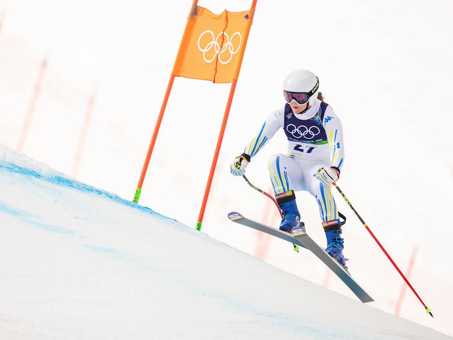 Skifahrerin Nicole Begue bei den Olympischen Spielen