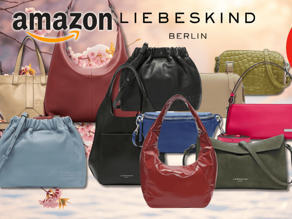 Darstellung verschiedener Liebeskind Berlin Handtaschen vor einem winterlichen Hintergrund.