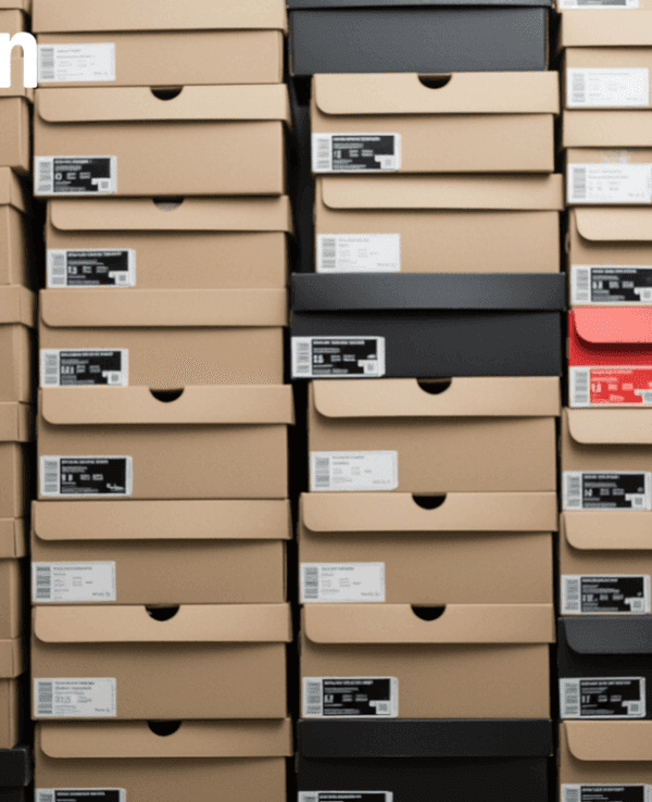 Gestapelte Schuhkartons.