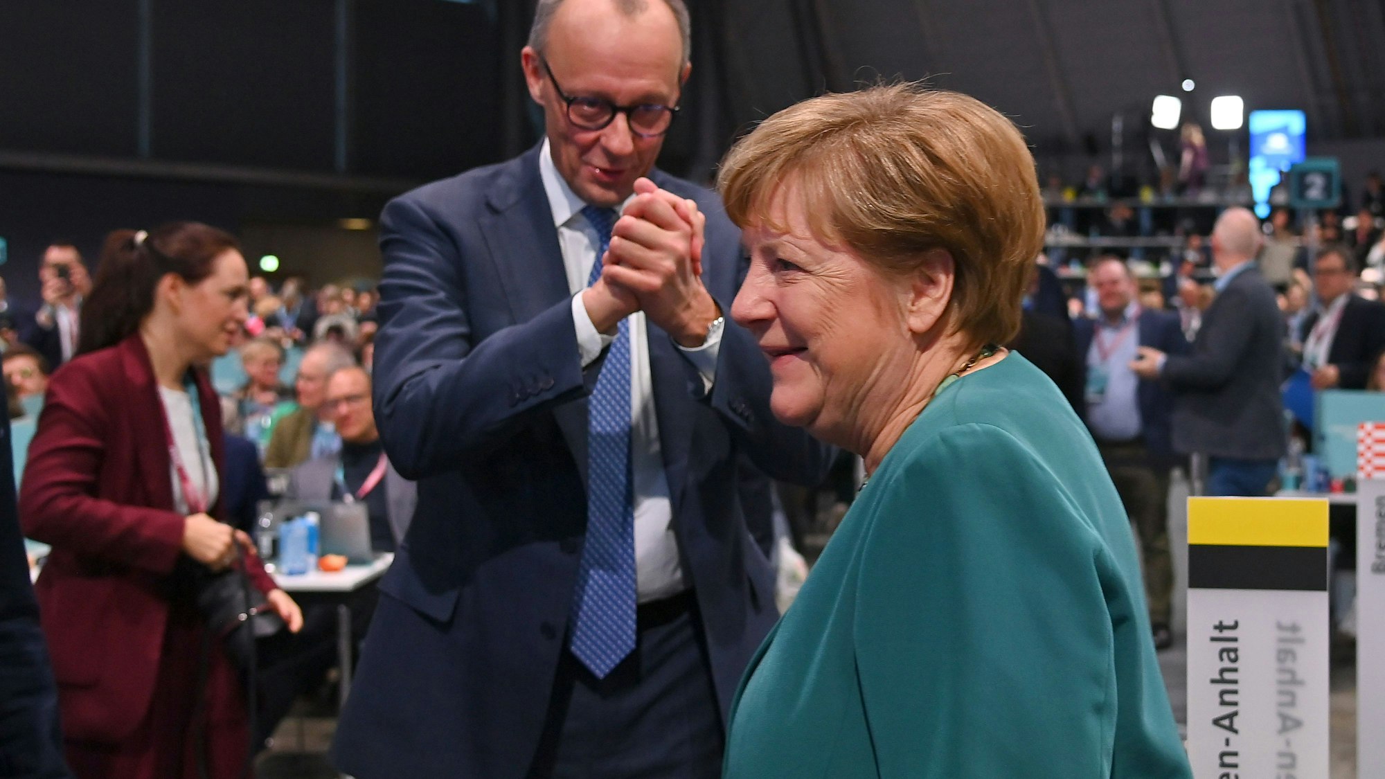 Angela Merkel und Friedrich Merz bei Veranstaltung