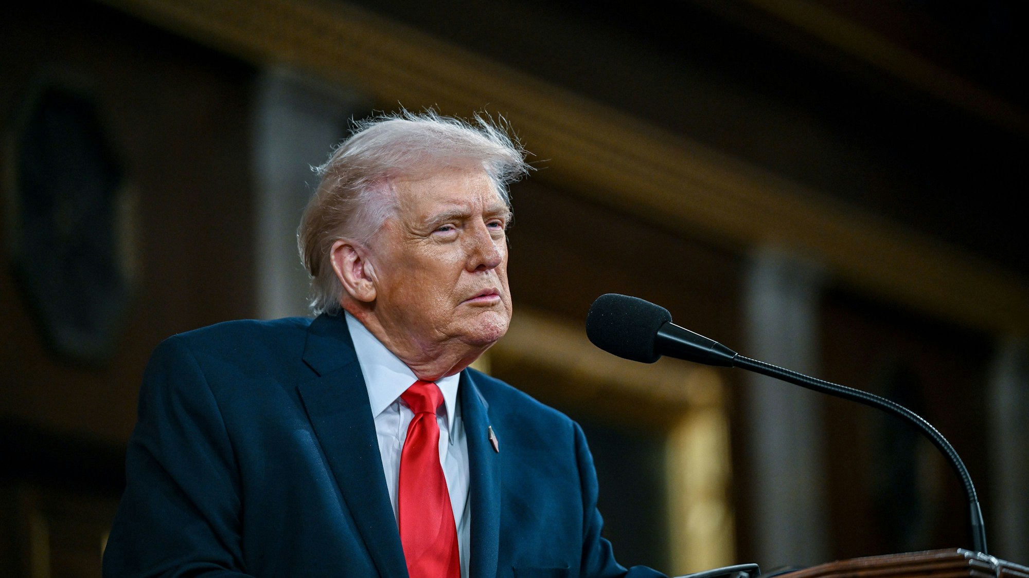 US-Präsident Donald Trump hält die Rede zur Lage der Nation vor einer gemeinsamen Sitzung des Kongresses im US-Kapitol.