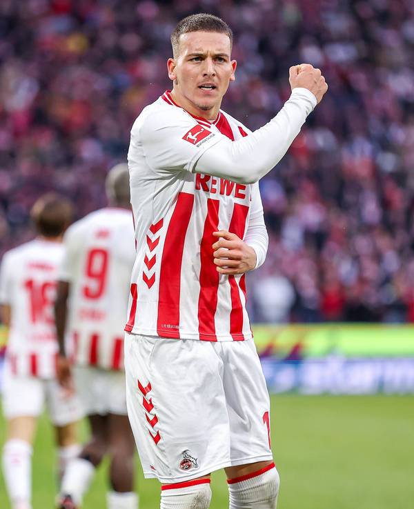 Torschütze Said El Mala (1. FC Köln) feiert einen Treffer.