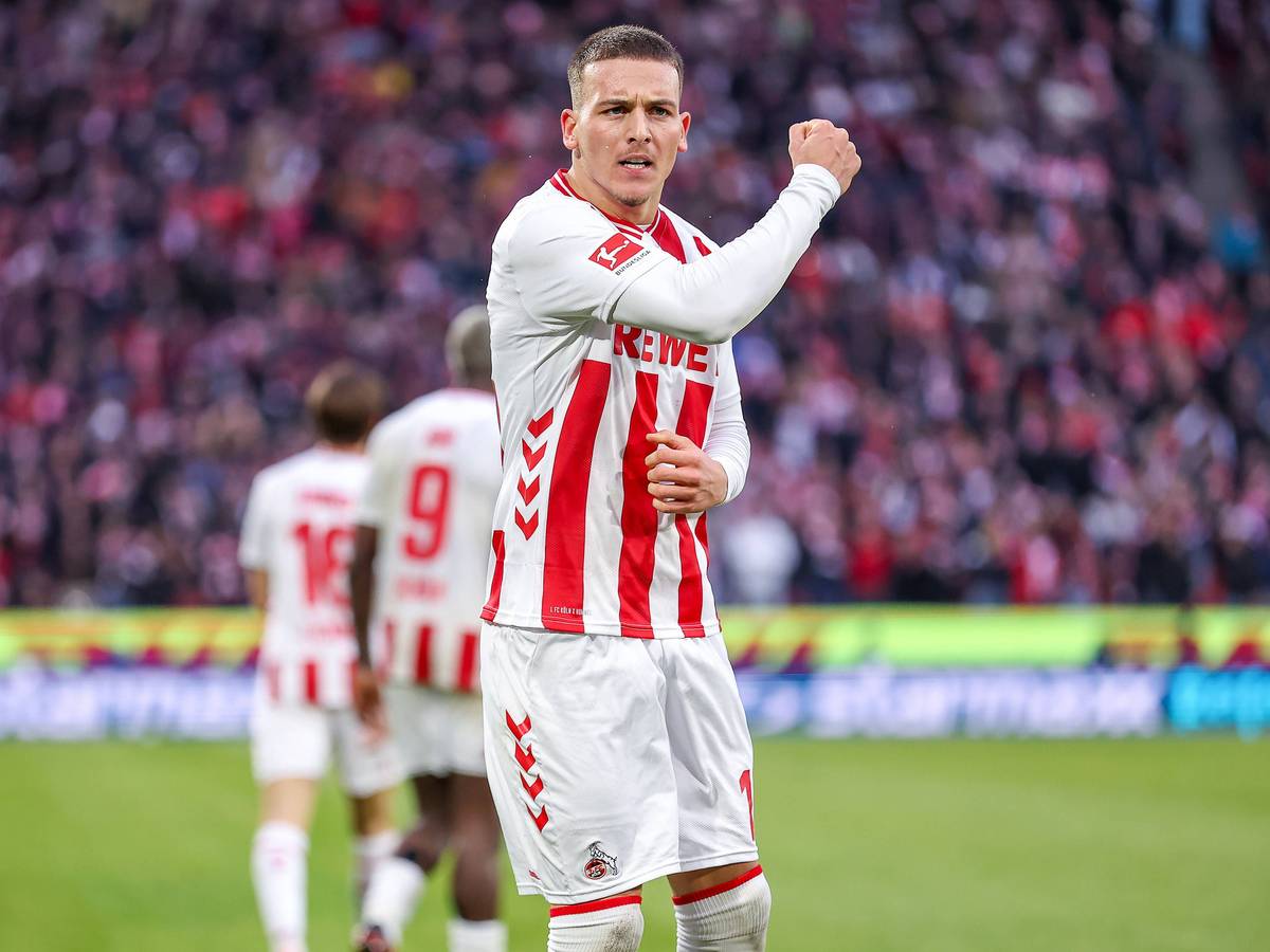 Torschütze Said El Mala (1. FC Köln) feiert einen Treffer.
