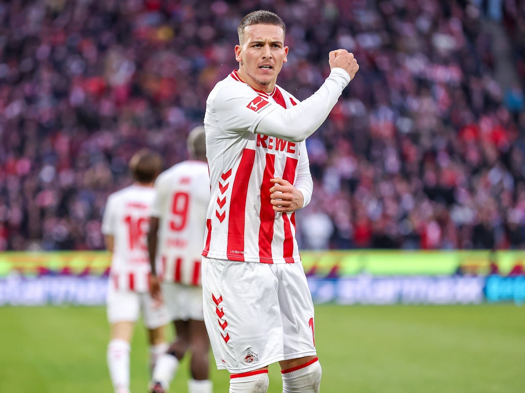 Said El Mala jubelt nach einem Tor für den 1. FC Köln.