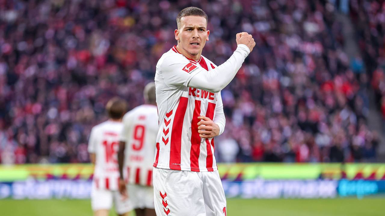 Torschütze Said El Mala (1. FC Köln) feiert einen Treffer.