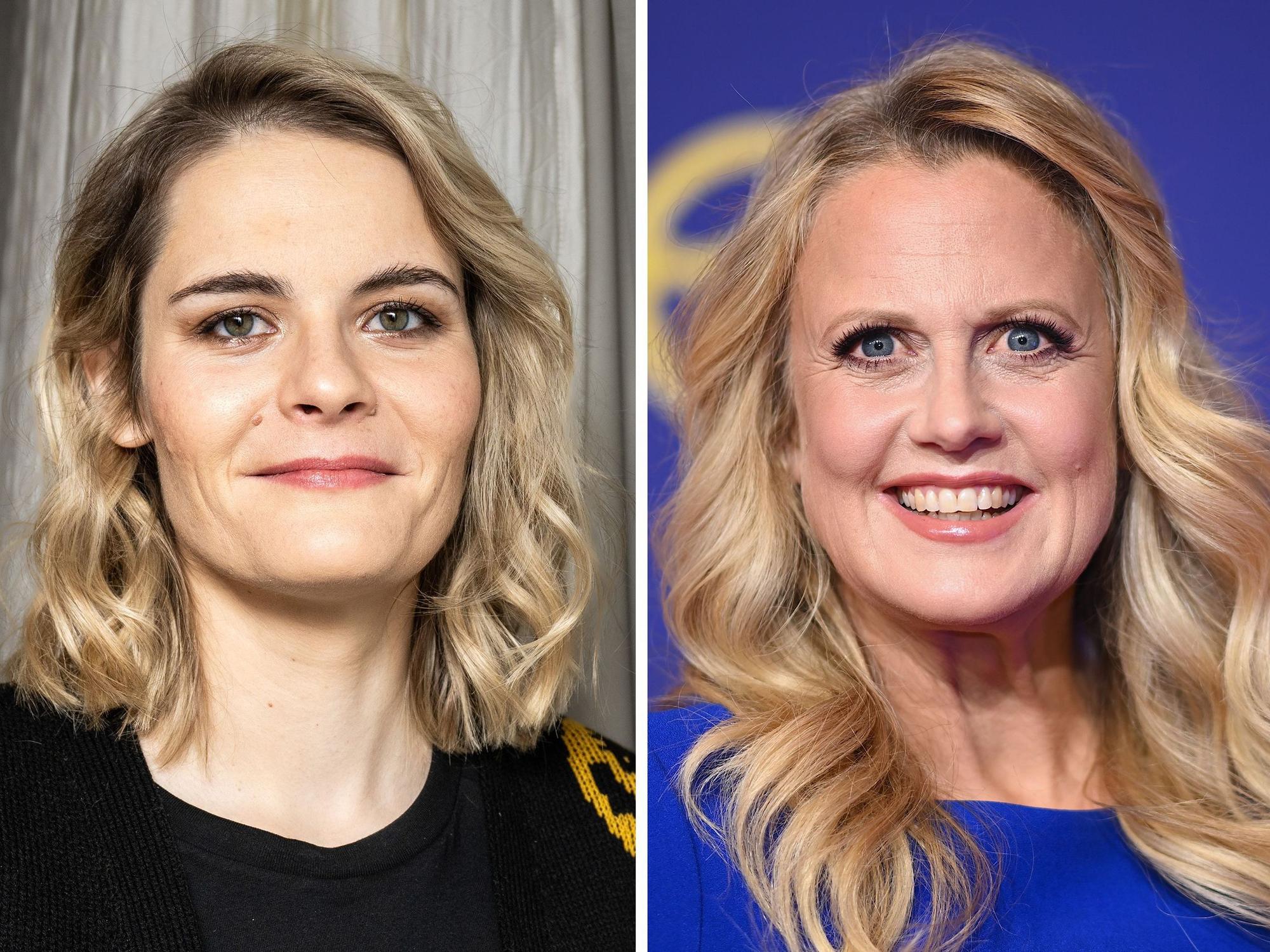 Die Bildkombo zeigt die Moderatorinnen Hazel Brugger (l/ Archivfoto vom 17.11.2023) und Barbara Schöneberger (Archivfoto vom 07.11.2023).