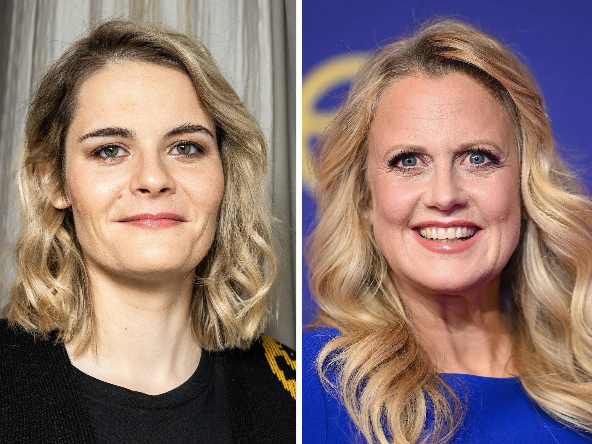 Die Bildkombo zeigt die Moderatorinnen Hazel Brugger (l/ Archivfoto vom 17.11.2023) und Barbara Schöneberger (Archivfoto vom 07.11.2023).