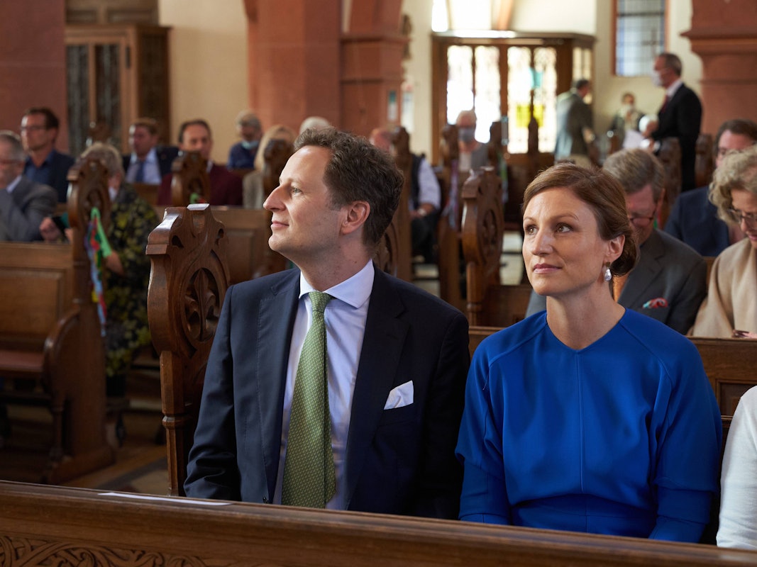 Georg Friedrich Prinz von Preußen, Ururenkel von Wilhelm II. und heutiges Oberhaupt des Hauses Hohenzollern, mit seiner Ehefrau Sophie.