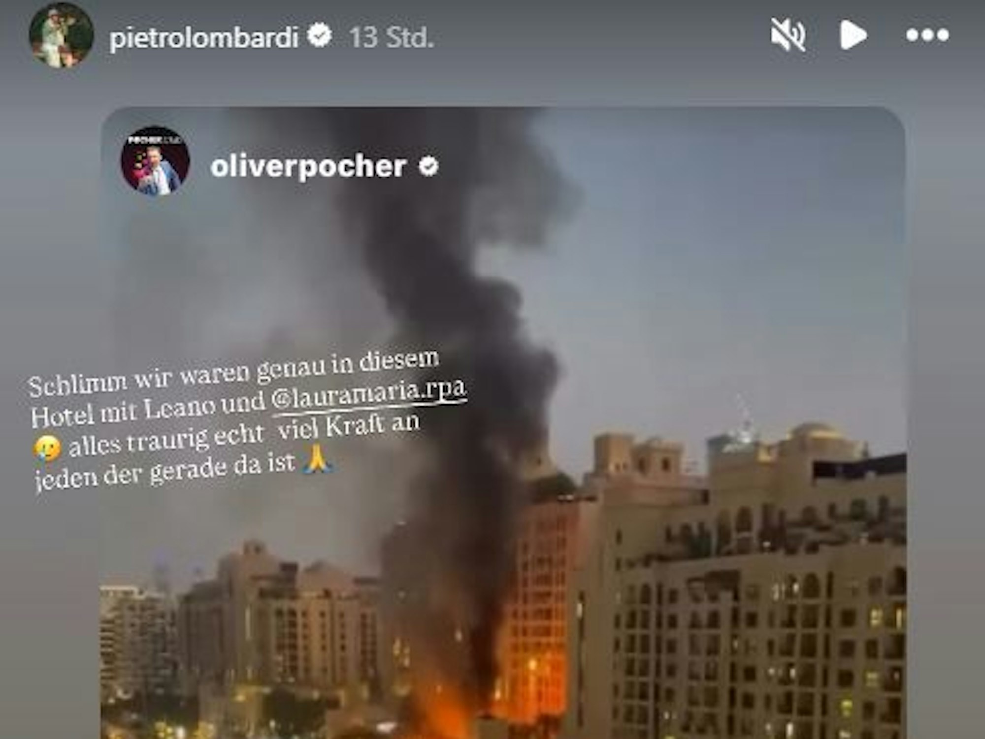 In der Instagram-Stroy posteten Oliver Pocher und Pietro Lombardi ihre Erinnerungen an den Hotel-Aufenthalt in Dubai.