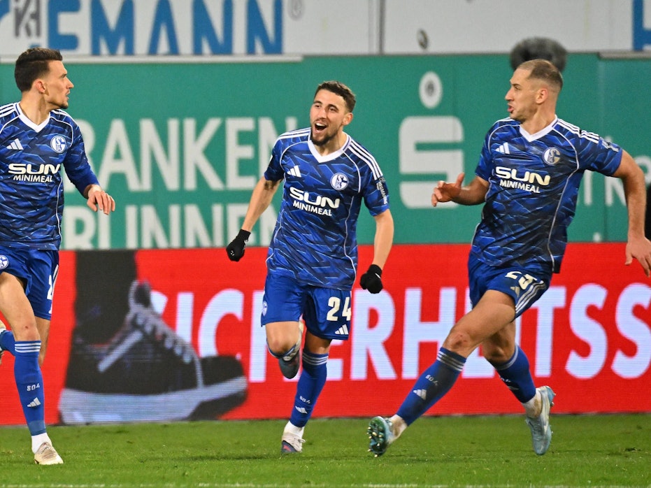 Dejan Ljubicic jubelt mit Schalker Kollegen.