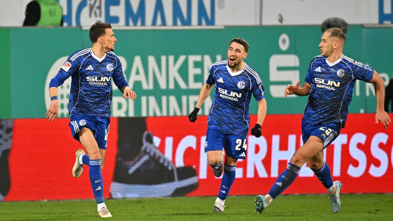 Dejan Ljubicic jubelt mit Schalker Kollegen.