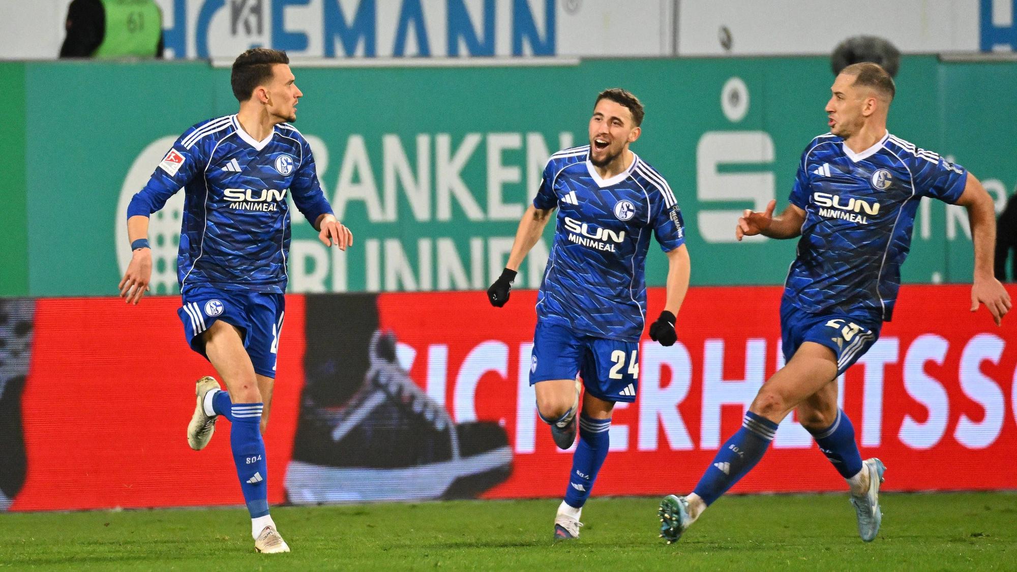 Dejan Ljubicic jubelt mit Schalker Kollegen.