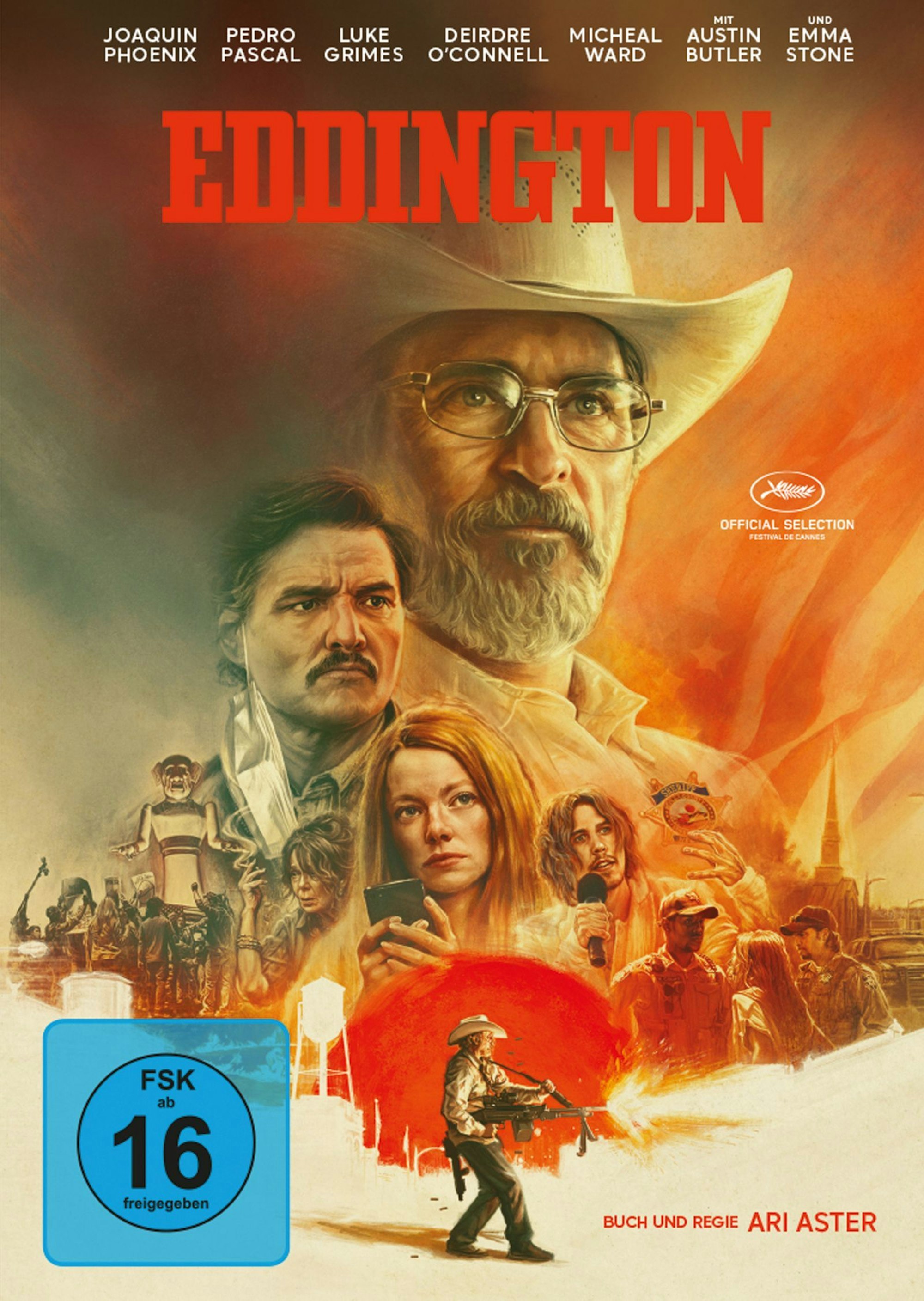 In dem schwarzhumorigen Noir-Western „Eddington“ nimmt Ari Aster am Beispiel der Corona-Zeit den aktuellen Gesellschaftszustand der USA aufs Korn. (Bild: Leonine)