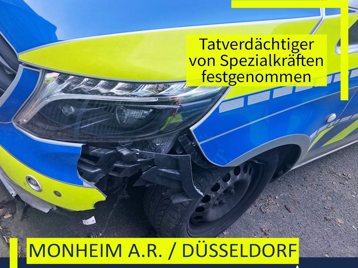 Verunfallter Streifenwagen nach Verfolgungsfahrt.