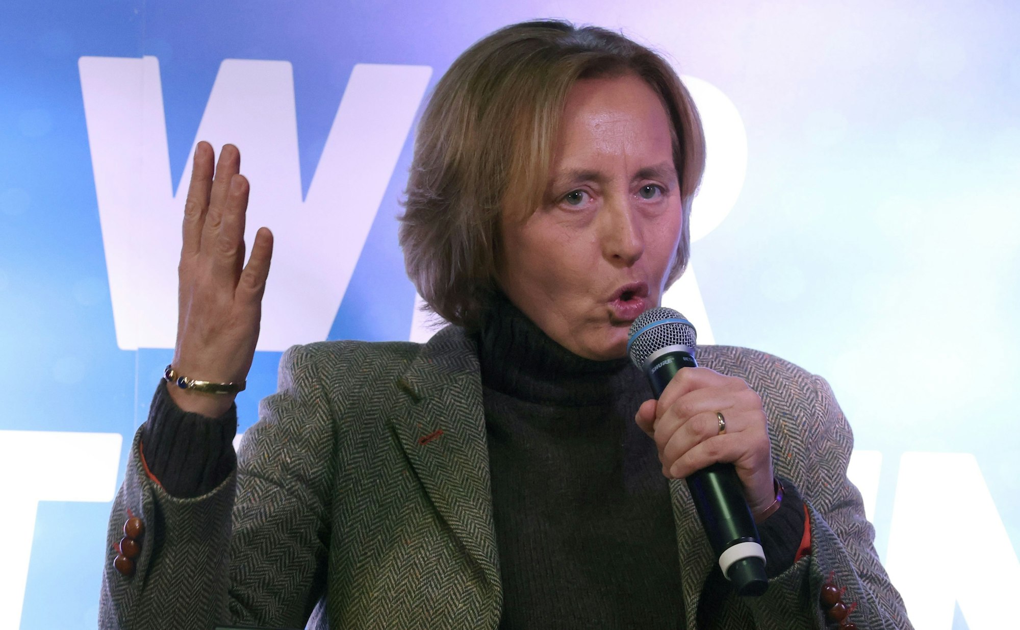 Beatrix von Storch, stellvertretende AfD-Fraktionsvorsitzende im Bundestag, spricht beim Politischen Aschermittwoch der AfD Mecklenburg-Vorpommern.