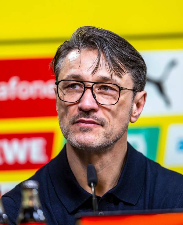 BVB-Trainer Niko Kovac auf einer Pressekonferenz von Borussia Dortmund.