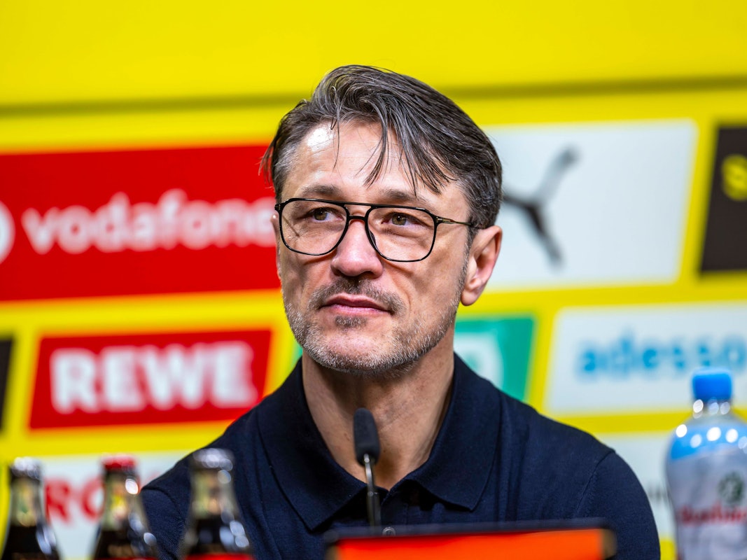 BVB-Trainer Niko Kovac auf einer Pressekonferenz von Borussia Dortmund.