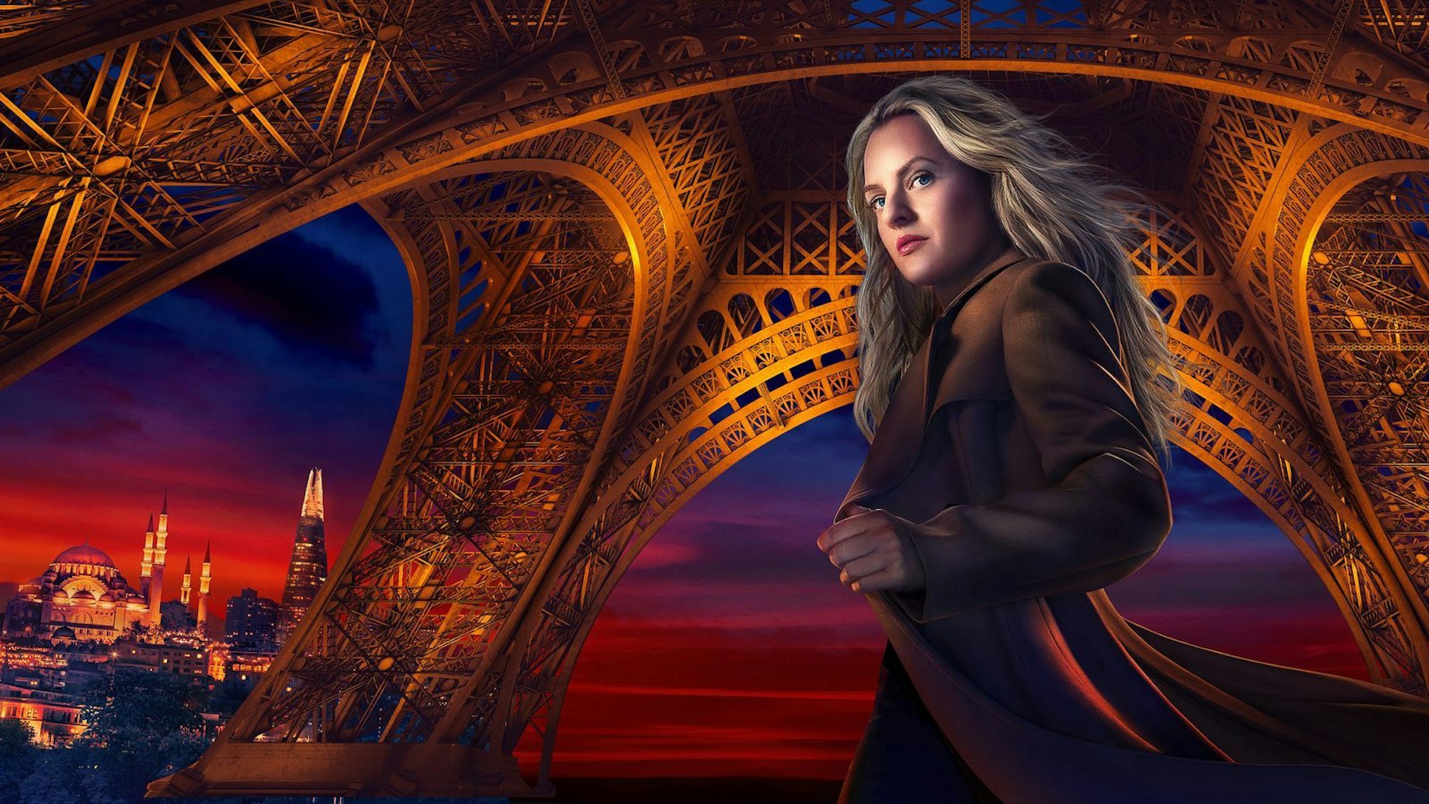 Toughe Agentin auf Europareise respektive Flucht: Imogen Salter (Elisabeth Moss) hat Mittel und Mindset, um sich auch durch widrige Umstände und massig Gegenspieler nicht aufhalten zu lassen. (Bild: ZDF und FX Networks 2023)