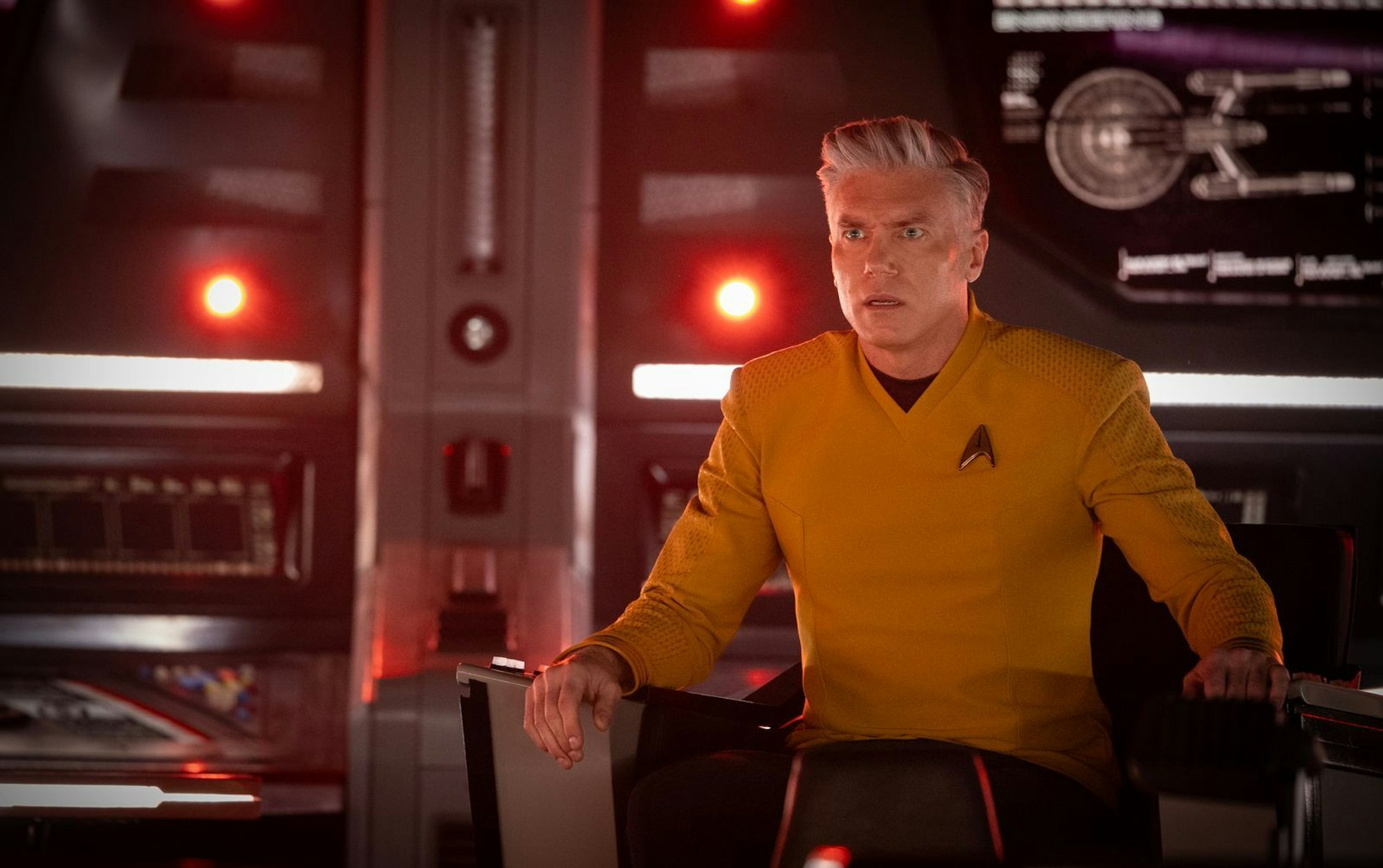 Captain Pike (Anson Mount) und seine Crew der USS Enterprise starten in ihre dritte Staffel. (Bild: Leonine/Paramount Pictures/Jan Thijs/Paramount+2025 CBS Studios Inc./)