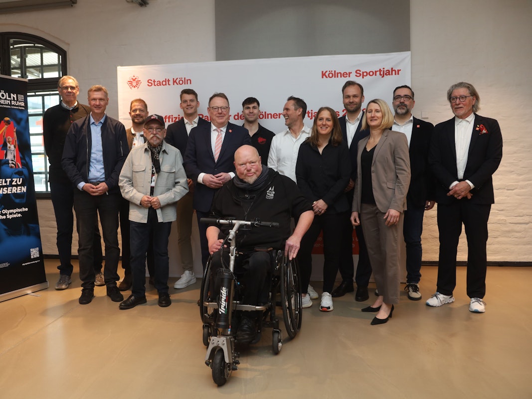 Gruppenfoto bei der Präsentation des Kölner Sportjahrs.