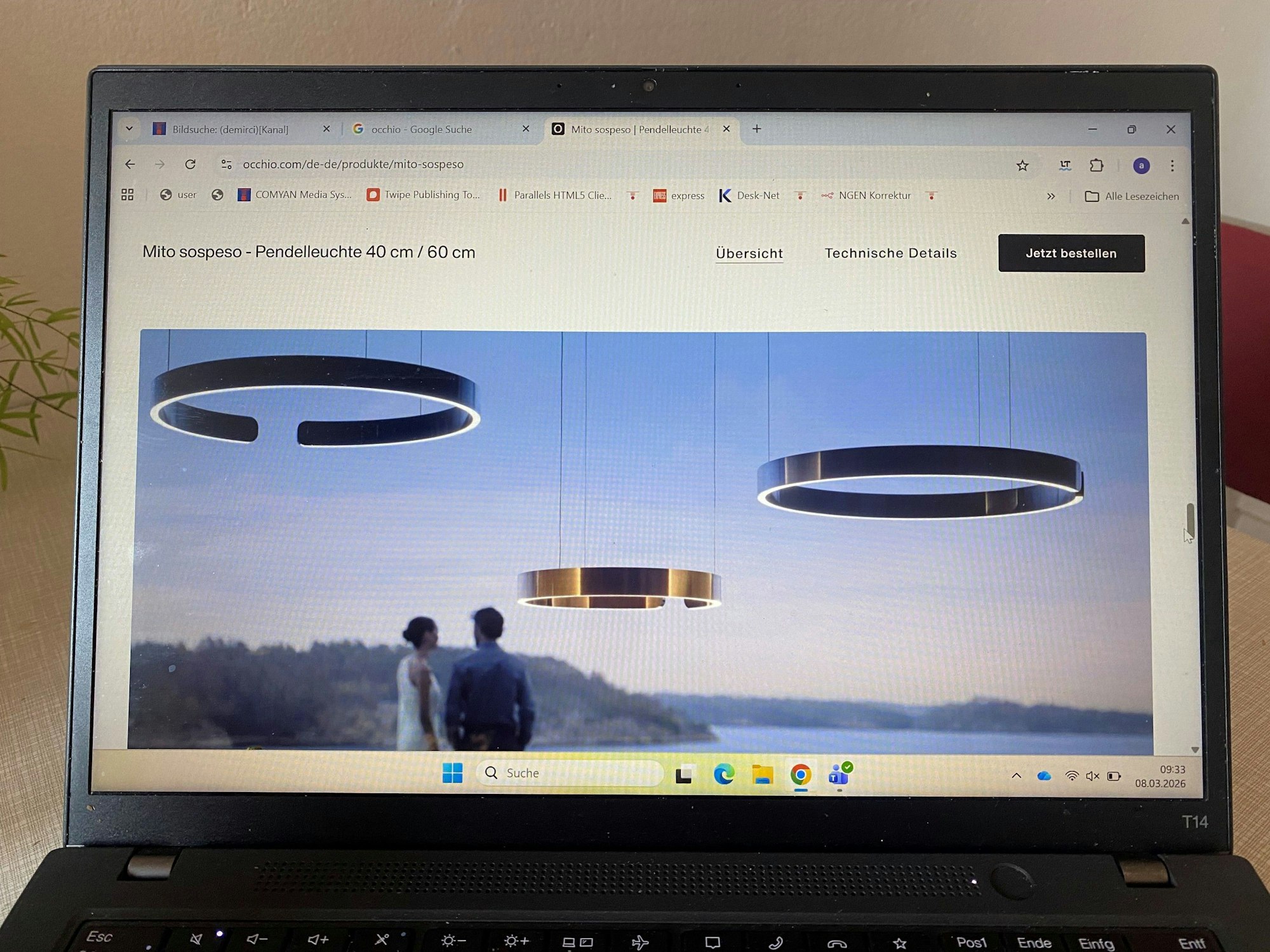 Blick auf die Homepage der Firma „Occhio“
