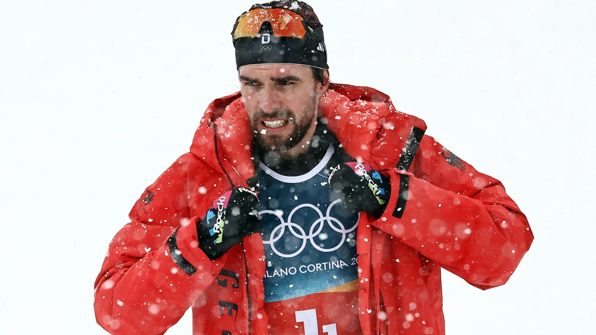 Johannes Rydzek im Schneetreiben.