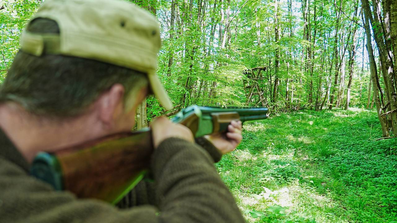 Jäger mit Flinte im Wald