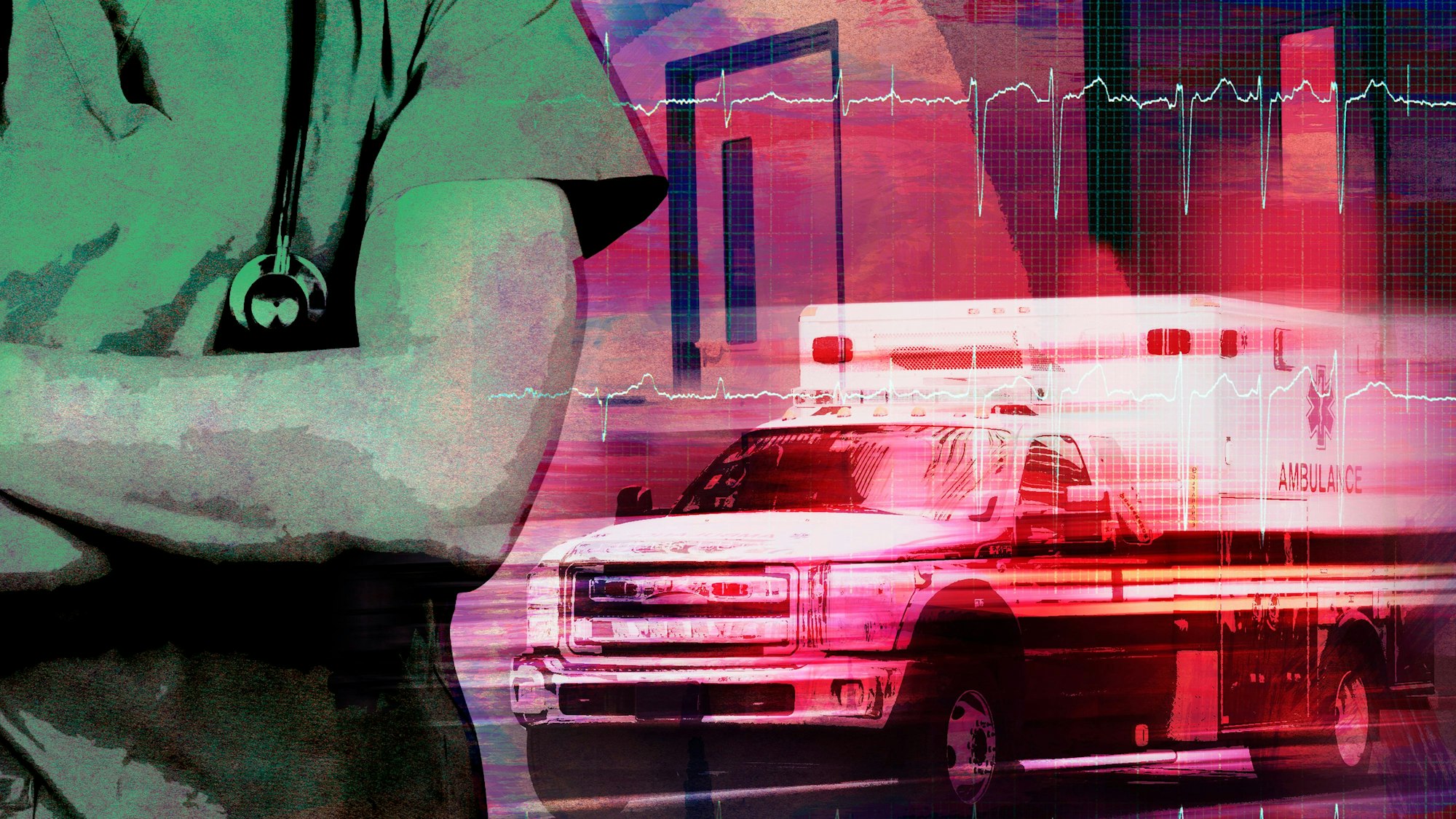 Arzt, Krankenwagen und Herzlinie