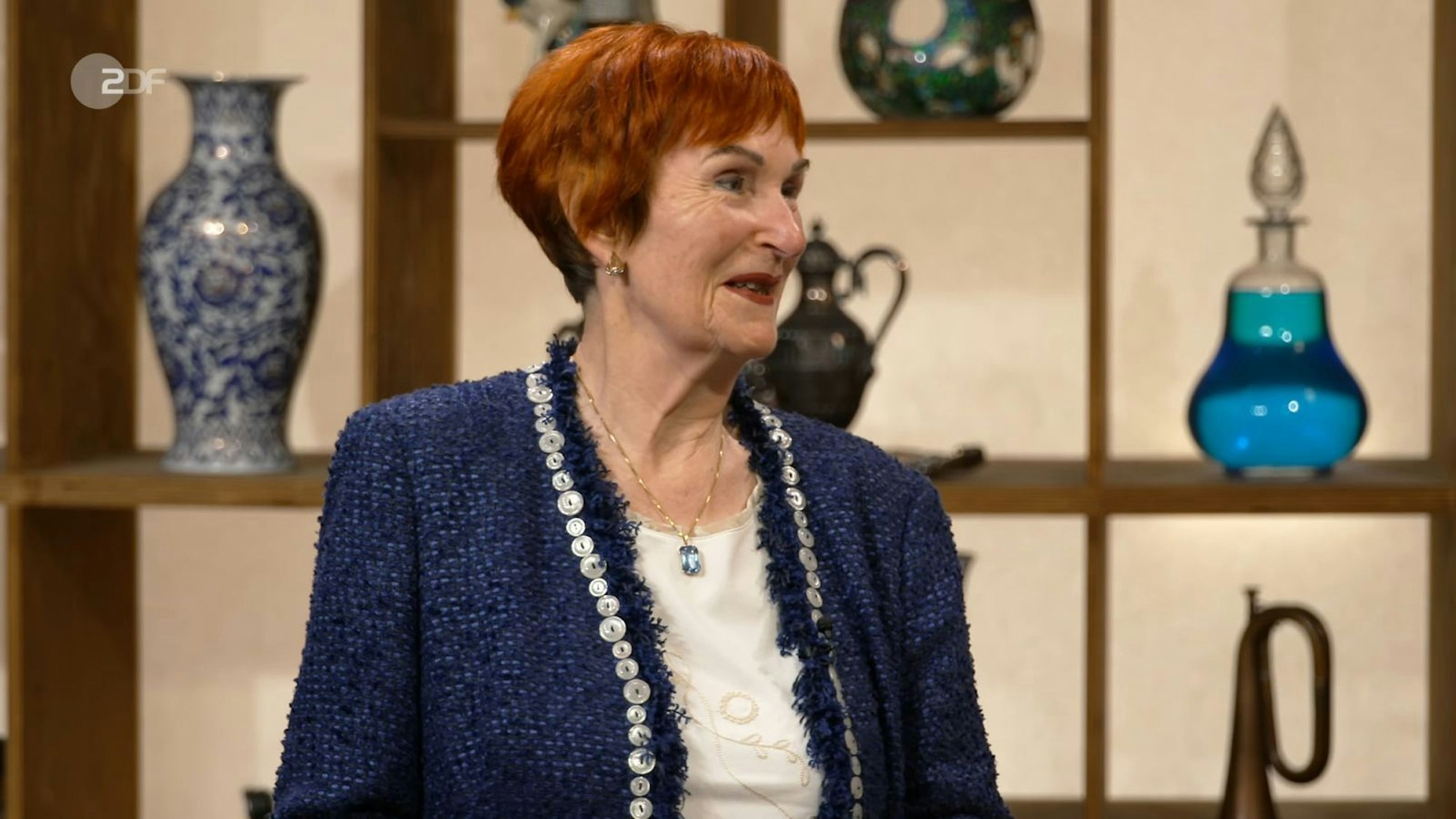 „Die habe ich von einer alten Freundin geschenkt bekommen“, erzählte die Düsseldorferin Gurte. (Bild: ZDF)