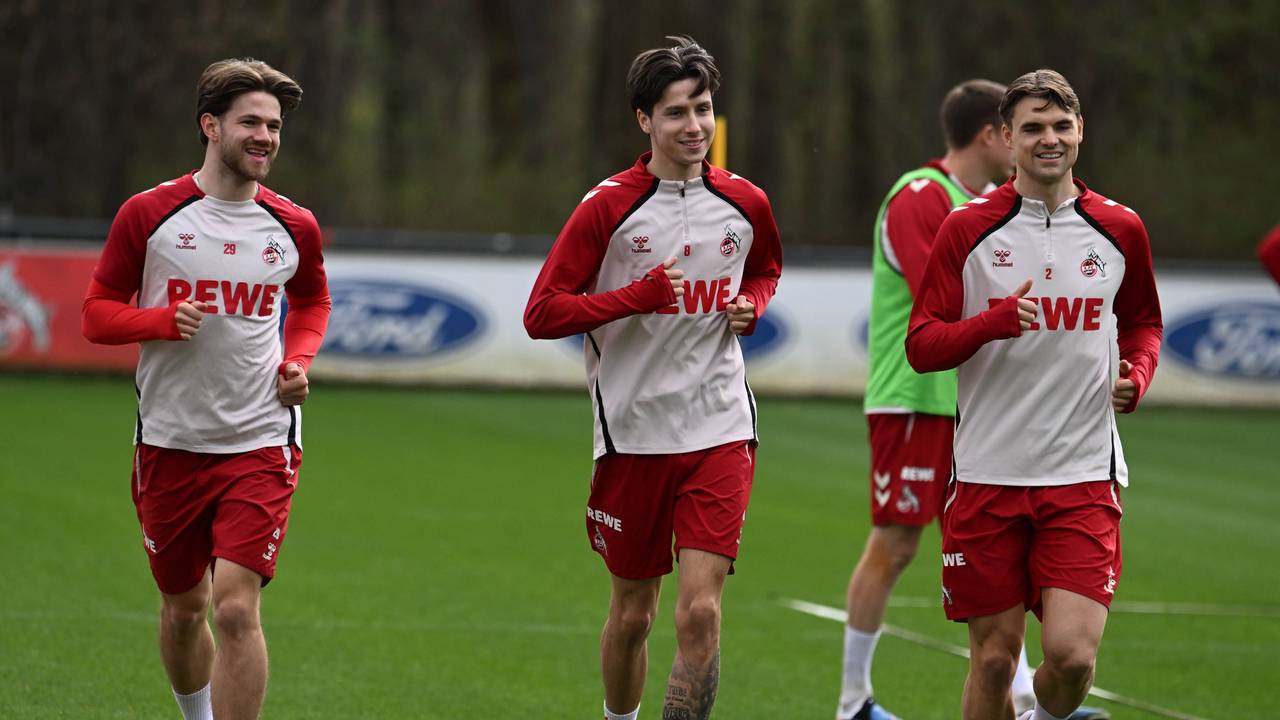 Jan Thielmann, Denis Huseinbasic und Joel Schmied im FC-Training.