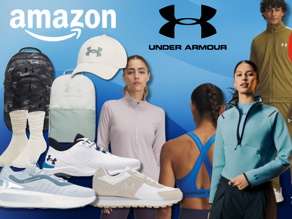 Produktbilder von Under Armour Caps, Rucksäcken, Oberteile, Sport BHs, Jogginghosen & Sneakern, die es aktuell reduziert im Under Armour Sale gibt.