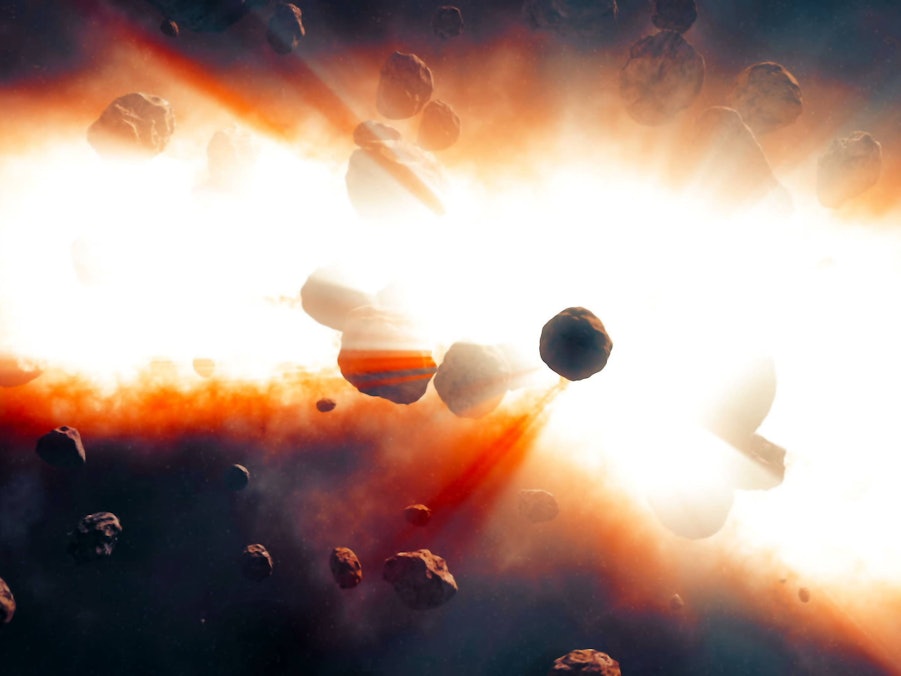 Asteroiden und Helligkeit im Weltall