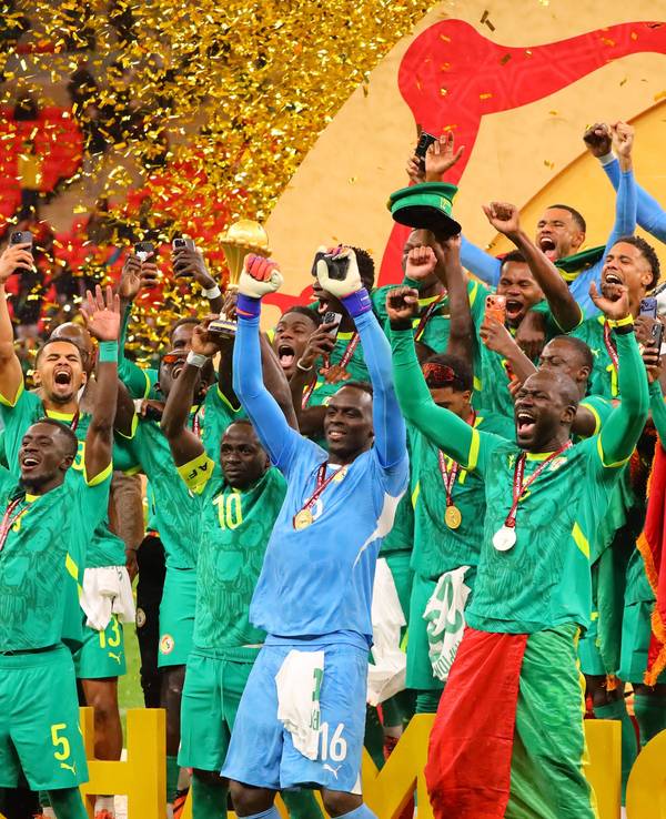 Die senegalesische Nationalmannschaft feierte den Gewinn des Afrika Cups.