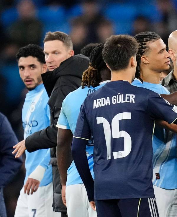 Rudelbildung nach dem Spiel Manchester City – Real Madrid in der Champions League.