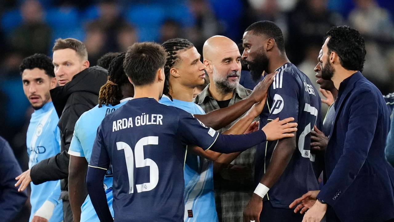 Rudelbildung nach dem Spiel Manchester City – Real Madrid in der Champions League.