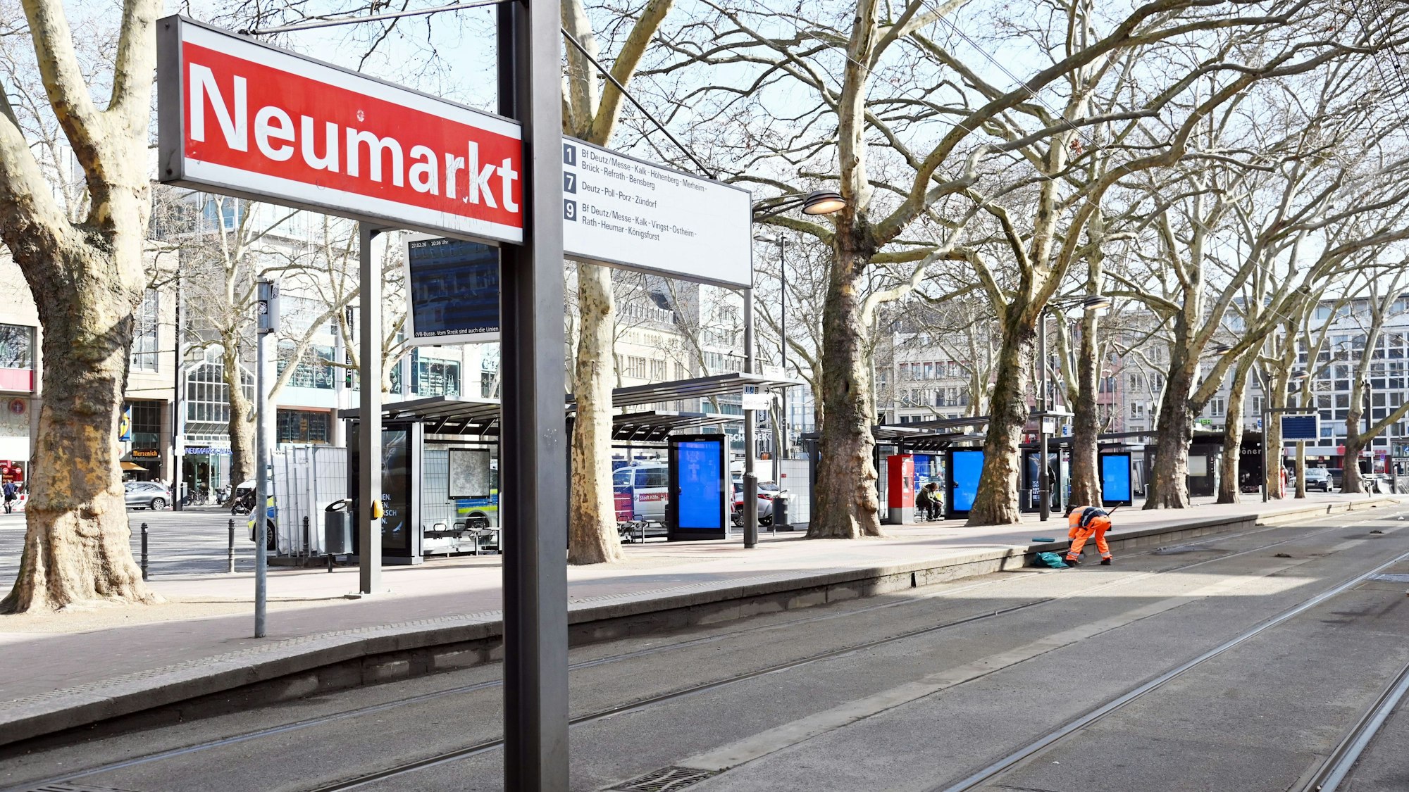 Keine Bahnen am Neumarkt – auch am Donnerstag wird gestreikt.
