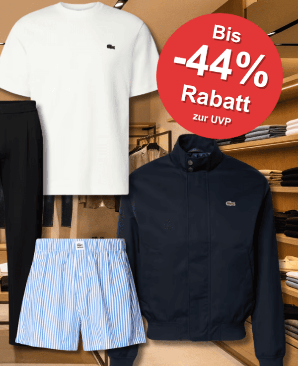 Verschiedene Herren Kleidungsstücke von Lacoste & Co.