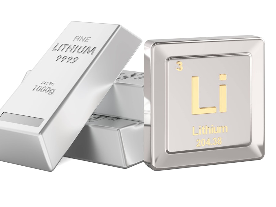 Lithiumbarren und Lithium-Symbol für Energiespeicherung