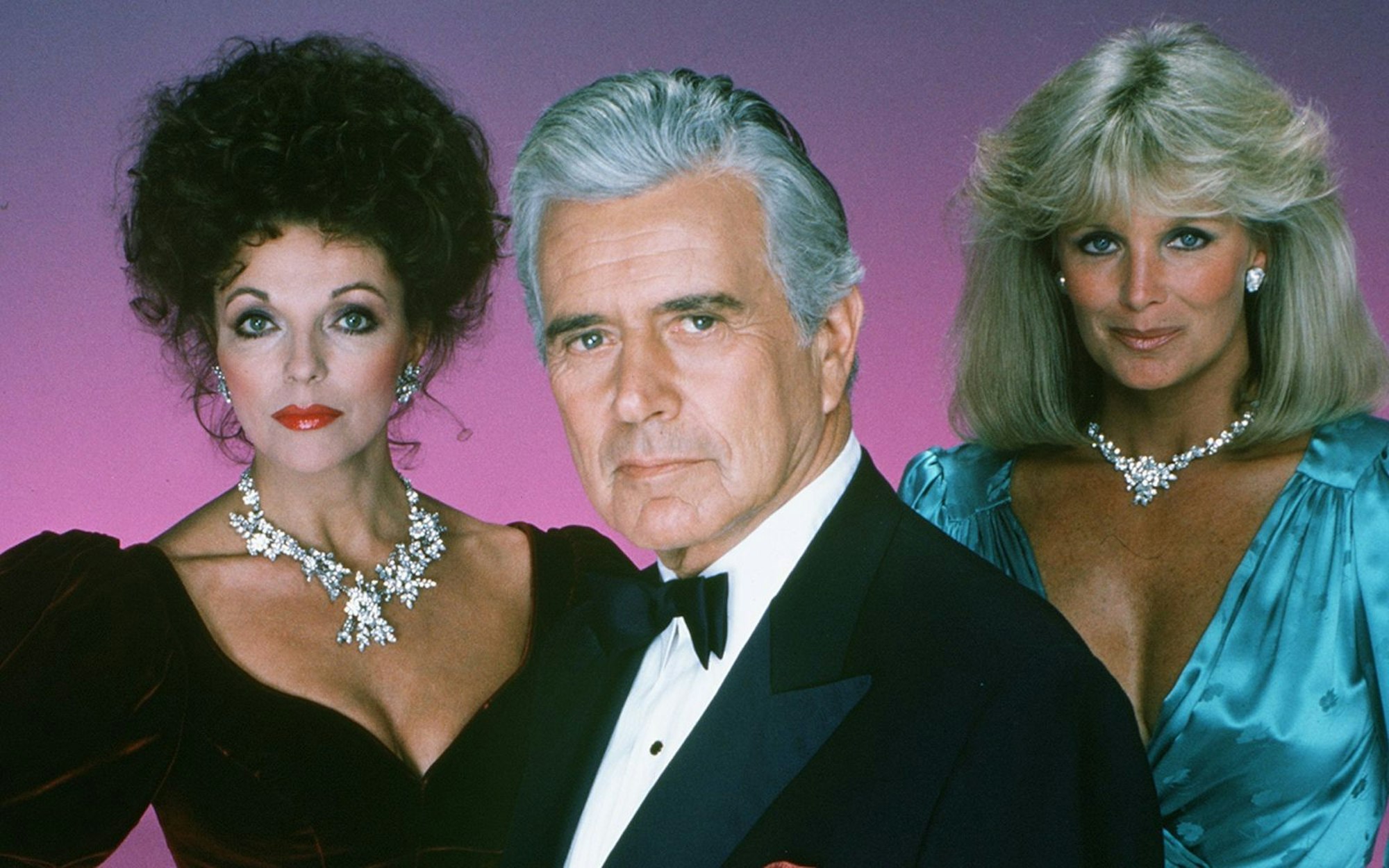 Weltberühmt wurde John Forsythe mit der Rolle des Öl-Magnaten Blake Carrington an der Seite von Joan Collins (links) und Linda Evans in dem Soap-Klassiker „Denver Clan“. (Bild: Paramount)