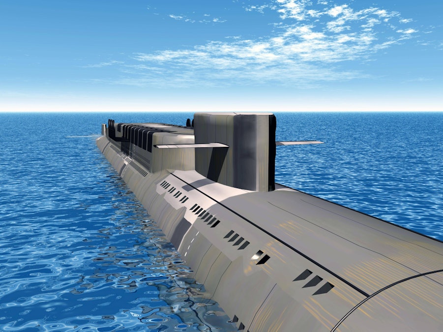 Ein sowjetisches Atom-U-Boot auf dem Meer