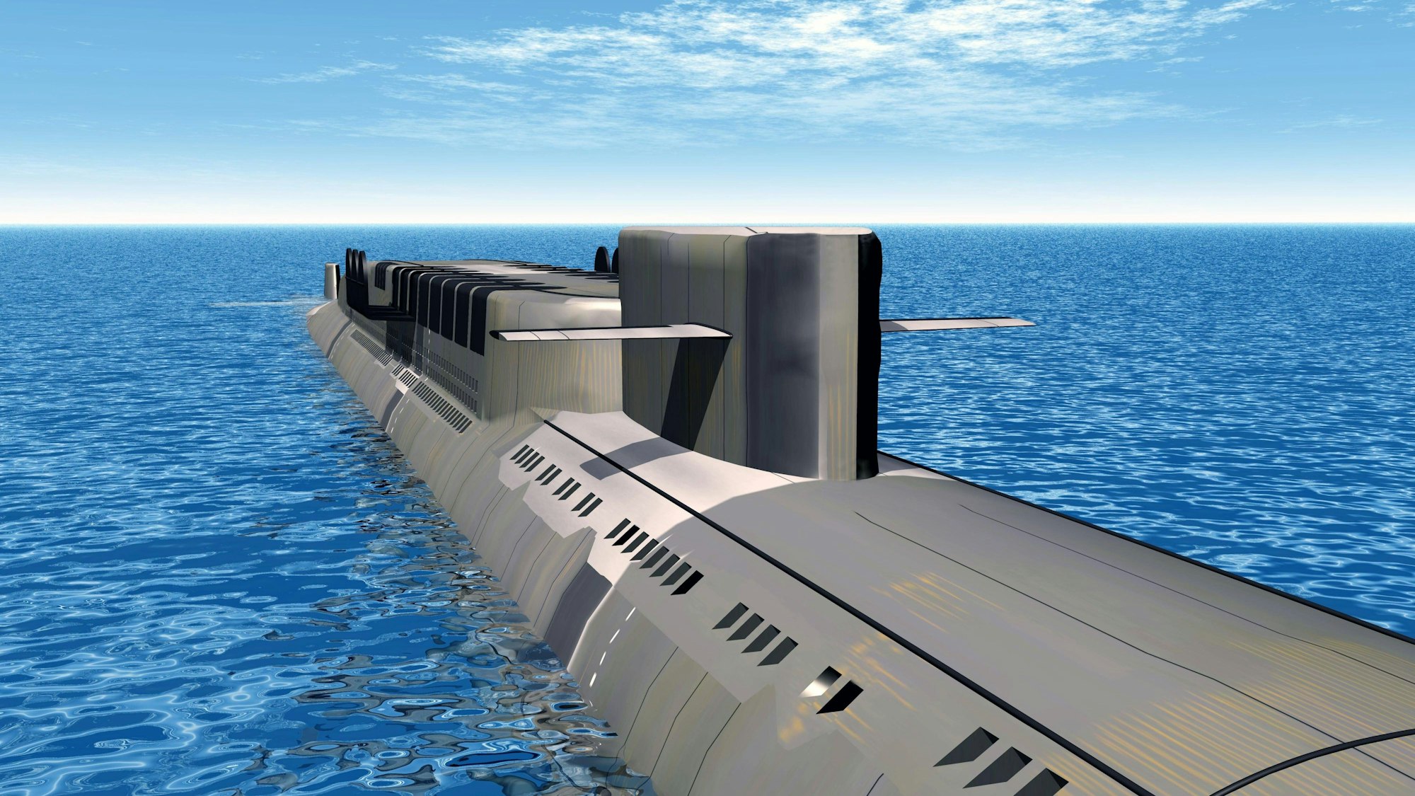 Ein sowjetisches Atom-U-Boot auf dem Meer