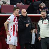 Marius Bülter, René Wagner und Lukas Kwasniok bei einem Spiel des 1. FC Köln.