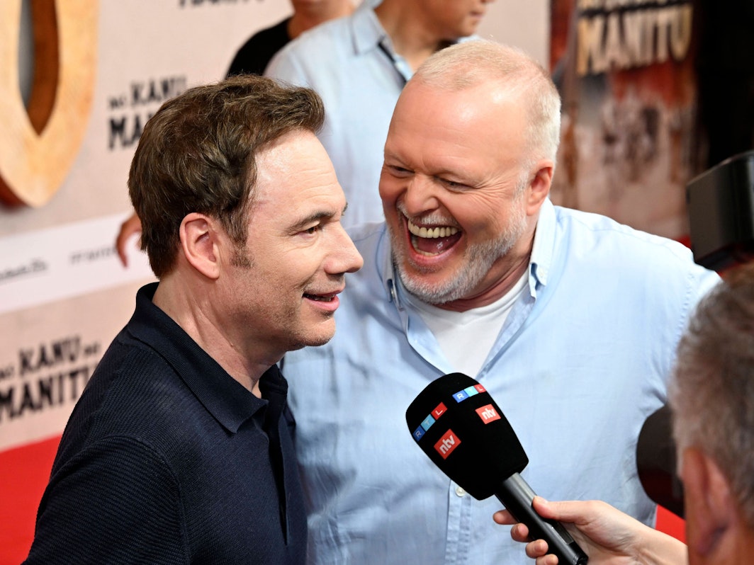 Michael Bully Herbig und Stefan Raab bei der Weltpremiere des Kinofilms „Das Kanu des Manitu“ im Mathäser Filmpalast.