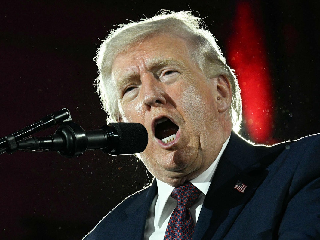US-Präsident Donald Trump hält am 25. März 2026 in der Union Station in Washington, D.C. eine Rede beim jährlichen „President’s Dinner“ des National Republican Congressional Committee.