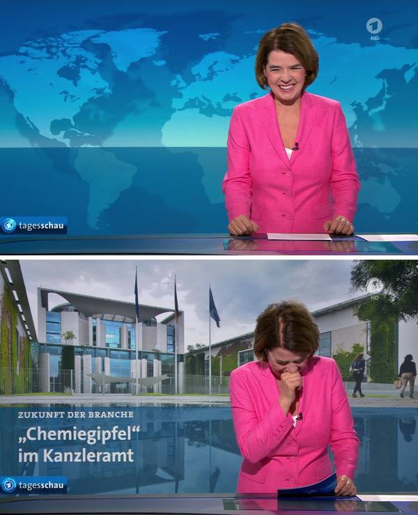 Standbilder der Ausstrahlung der „Tagesschau“ zeigen die lachende „Tagesschau“-Sprecherin Susanne Daubner. Sie ist mitten in den Morgennachrichten von einem hartnäckigen Lachanfall heimgesucht worden.